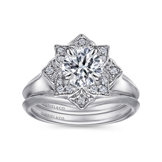 14K White Gold Matching Wedding Band angle 4