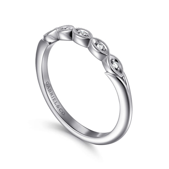 14K White Gold Matching Wedding Band angle 3