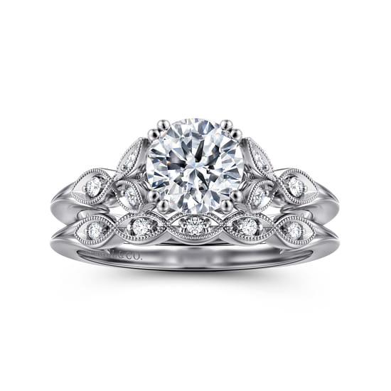 14K White Gold Matching Wedding Band angle 4