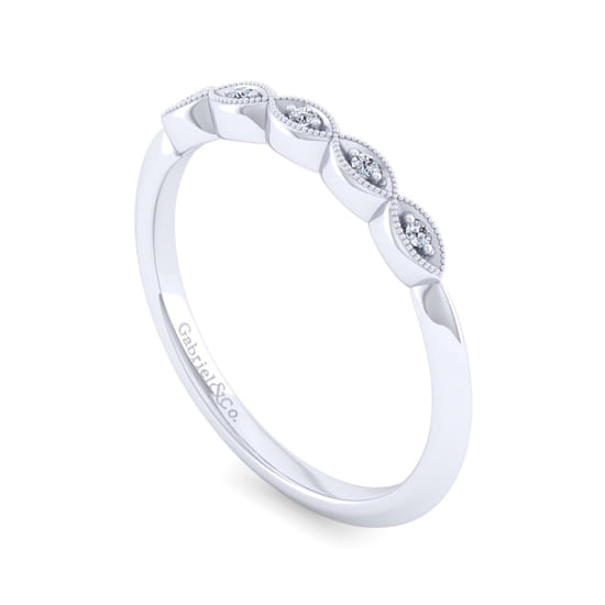 14K White Gold Matching Wedding Band angle 3