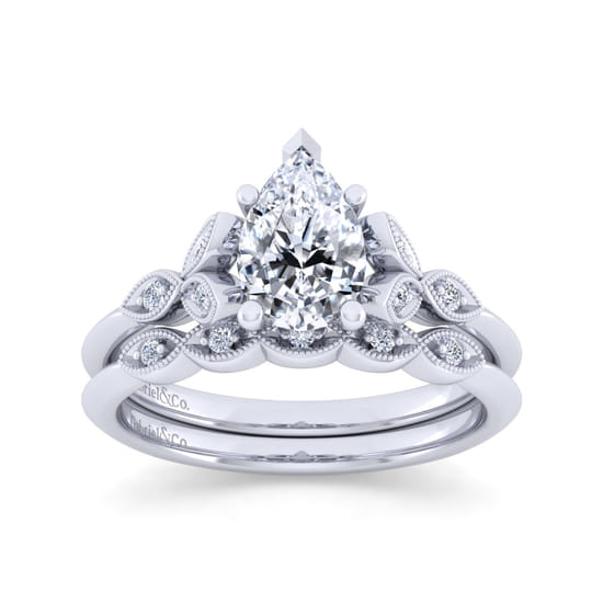 14K White Gold Matching Wedding Band angle 4