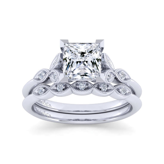 14K White Gold Matching Wedding Band angle 4