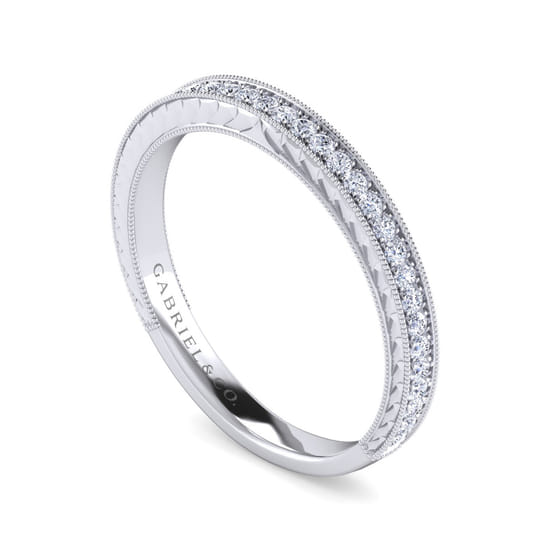 14K White Gold Matching Wedding Band angle 3