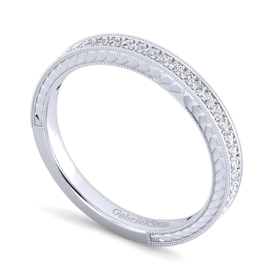 14K White Gold Matching Wedding Band angle 3