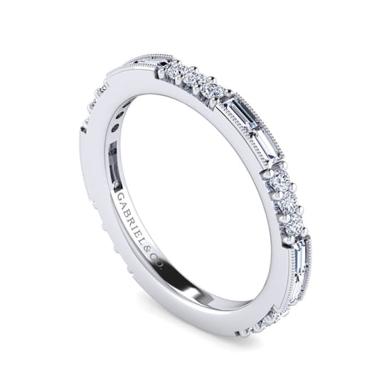 14K White Gold Matching Wedding Band angle 3