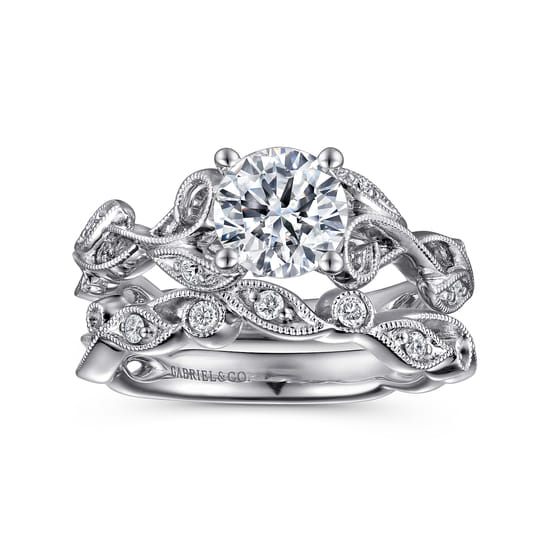 14K White Gold Matching Wedding Band angle 4