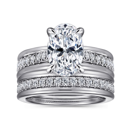 14K White Gold Matching Wedding Band angle 4