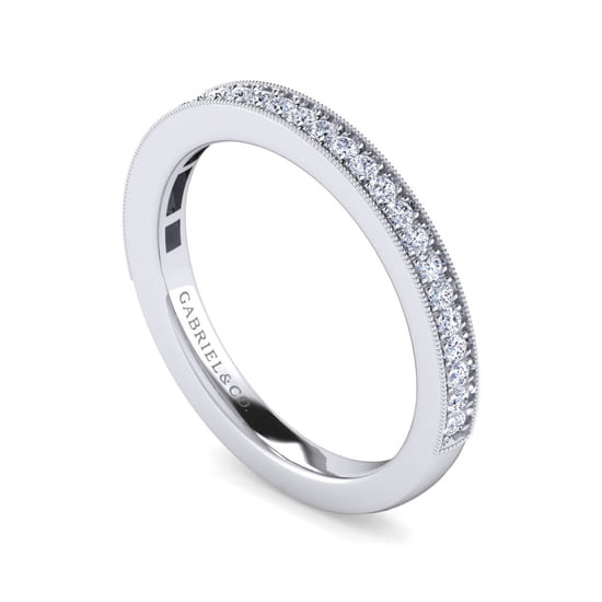 14K White Gold Matching Wedding Band angle 3