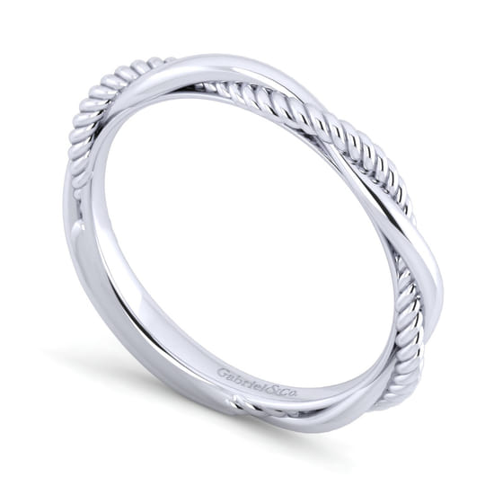 14K White Gold Matching Wedding Band angle 3