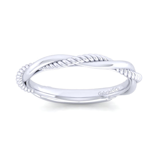 14K White Gold Matching Wedding Band angle 5