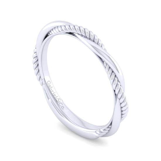 14K White Gold Matching Wedding Band angle 3
