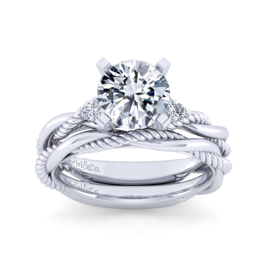 14K White Gold Matching Wedding Band angle 4