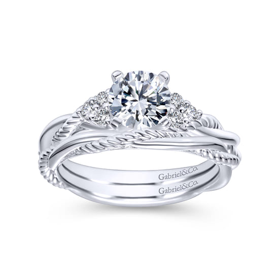 14K White Gold Matching Wedding Band angle 4