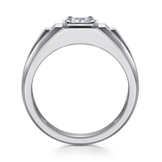 14K White Gold Mens Engagement Ring in High Polish Finish angle 2