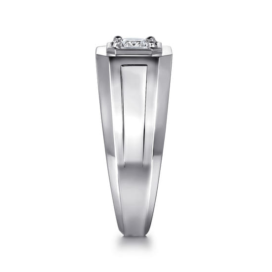14K White Gold Mens Engagement Ring in High Polish Finish angle 4