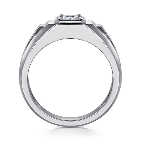 14K White Gold Mens Engagement Ring in Sand Blast Finish