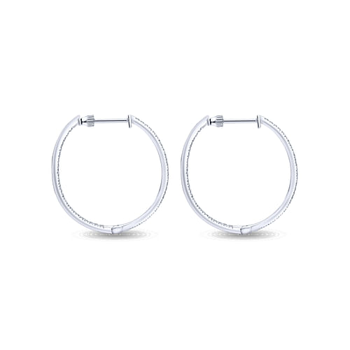 14K White Gold Micro Pavé 30mm Round Inside Out Diamond Hoop Earrings