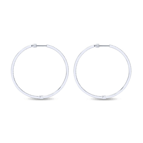 14K White Gold Micro Pavé 35mm Round Inside Out Diamond Hoop Earrings