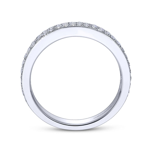 14K White Gold Micro Pavé Channel Diamond Anniversary Band with Milgrain