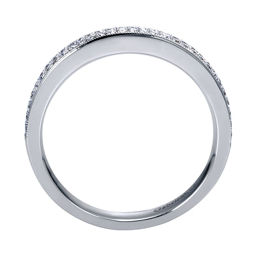 14K White Gold Micro Pavé Channel Diamond Anniversary Band with Milgrain