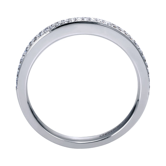 14K White Gold Micro Pavé Channel Diamond Anniversary Band with Milgrain angle 2