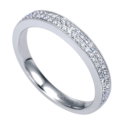 14K White Gold Micro Pavé Channel Diamond Anniversary Band with Milgrain