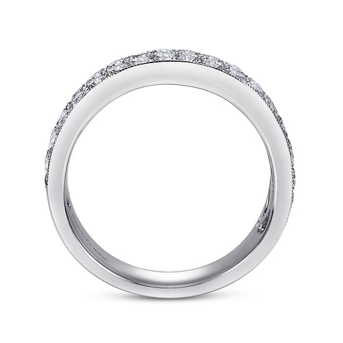 14K White Gold Micro Pavé Channel Diamond Anniversary Band with Milgrain