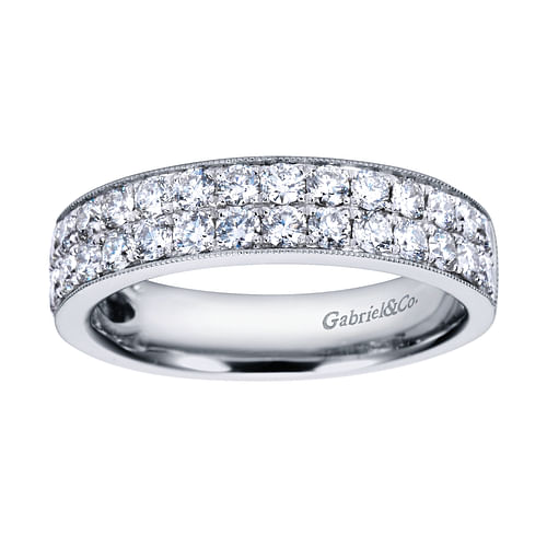 14K White Gold Micro Pavé Channel Diamond Anniversary Band with Milgrain