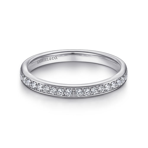 14K White Gold Micro Pavé Channel Set Diamond Wedding Band