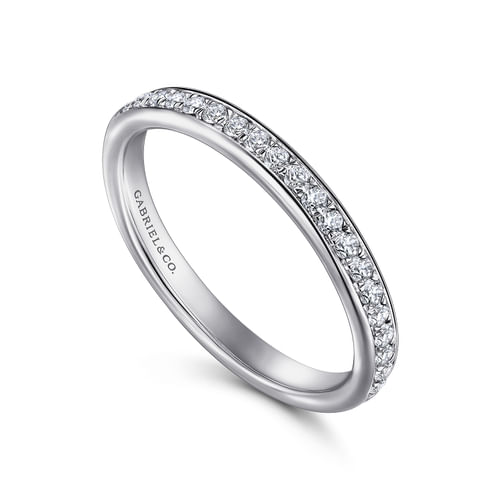 14K White Gold Micro Pavé Channel Set Diamond Wedding Band