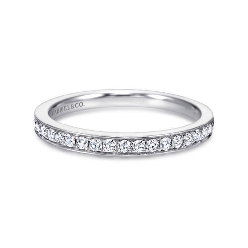 14K White Gold Micro Pavé Channel Set Diamond Wedding Band