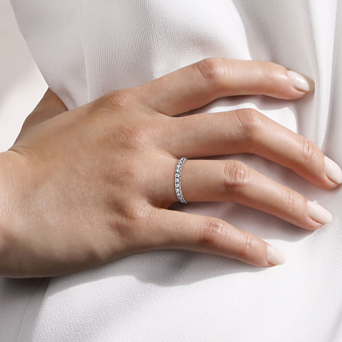14K White Gold Micro Pavé Diamond Eternity Band