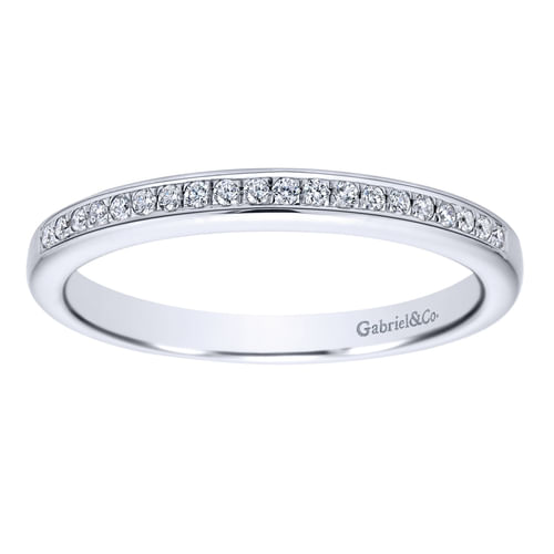 14K White Gold Micro Pavé Diamond Wedding Band
