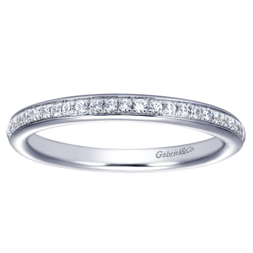 14K White Gold Micro Pavé Diamond Wedding Band