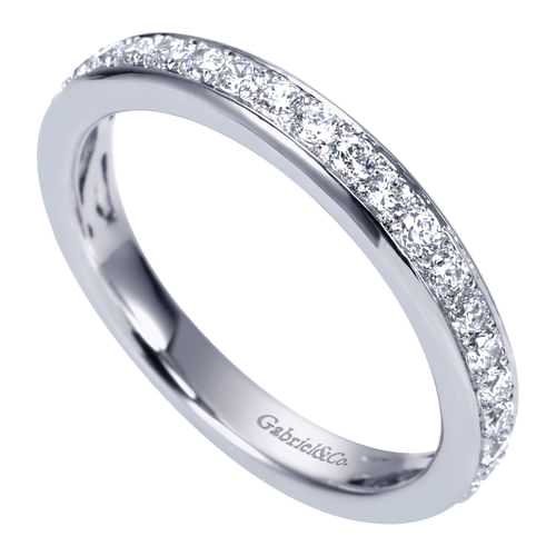 14K White Gold Micro Pavé Diamond Wedding Band
