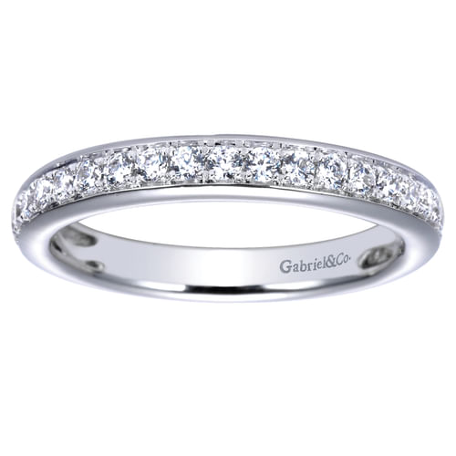 14K White Gold Micro Pavé Diamond Wedding Band