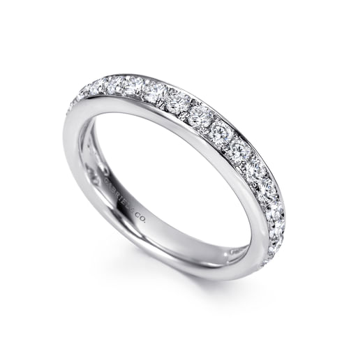 14K White Gold Micro Pavé Diamond Wedding Band