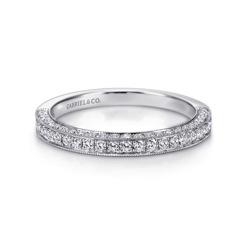 14K White Gold Micro Pavé Diamond Wedding Band