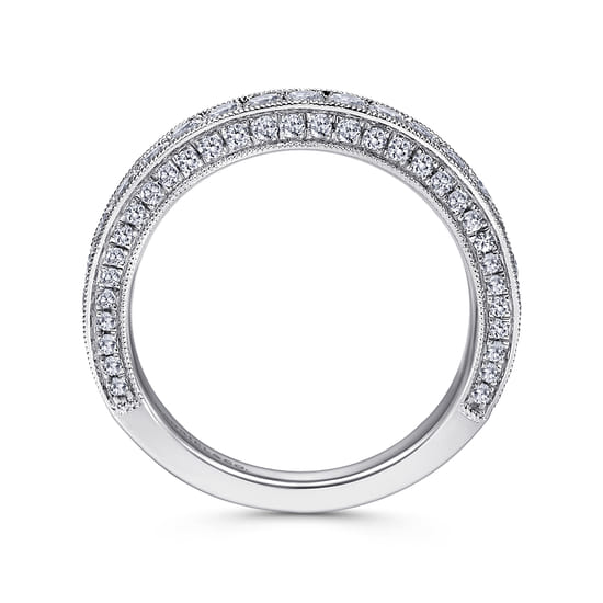 14K White Gold Micro Pavé Diamond Wedding Band angle 2