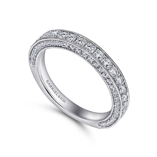 14K White Gold Micro Pavé Diamond Wedding Band