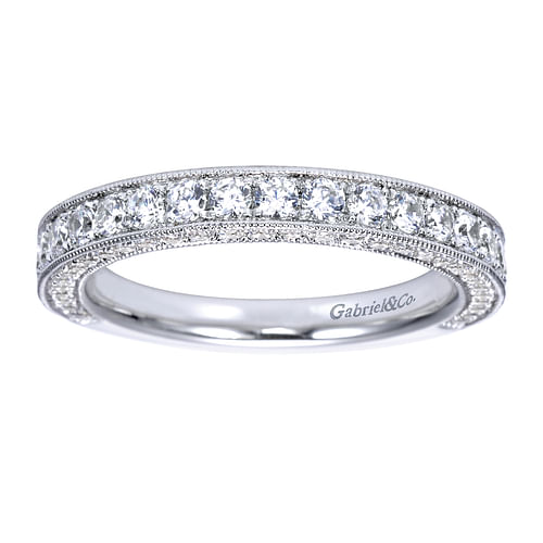 14K White Gold Micro Pavé Diamond Wedding Band