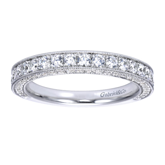 14K White Gold Micro Pavé Diamond Wedding Band angle 5