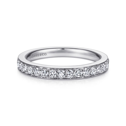 14K White Gold Micro Pavé Diamond Wedding Band