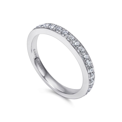 14K White Gold Micro Pavé Diamond Wedding Band