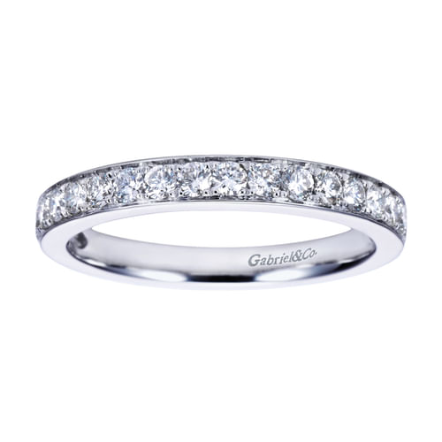 14K White Gold Micro Pavé Diamond Wedding Band