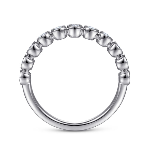 14K White Gold Milgrain Bezel Diamond Stackable Ring