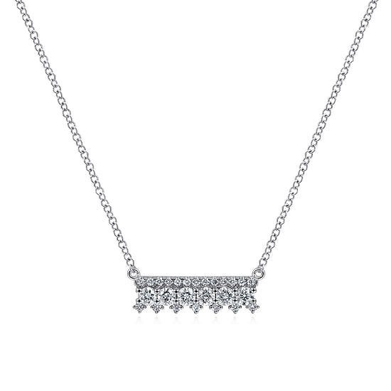 Gabriel - 14K White Gold Mini Diamond Bar Necklace