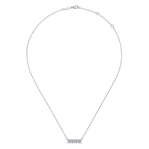 14K White Gold Mini Diamond Bar Necklace