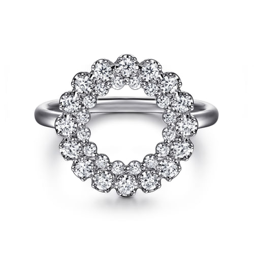 14K White Gold Multi Diamond Circle Fashion Ring