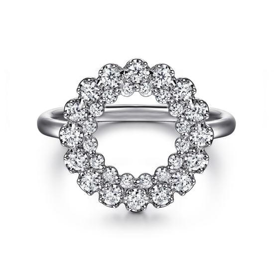 Gabriel - 14K White Gold Multi Diamond Circle Fashion Ring
